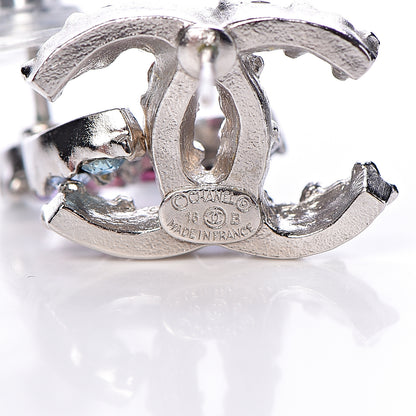 Chanel Crystal CC Earrings Silver Multicolor 4 of 5