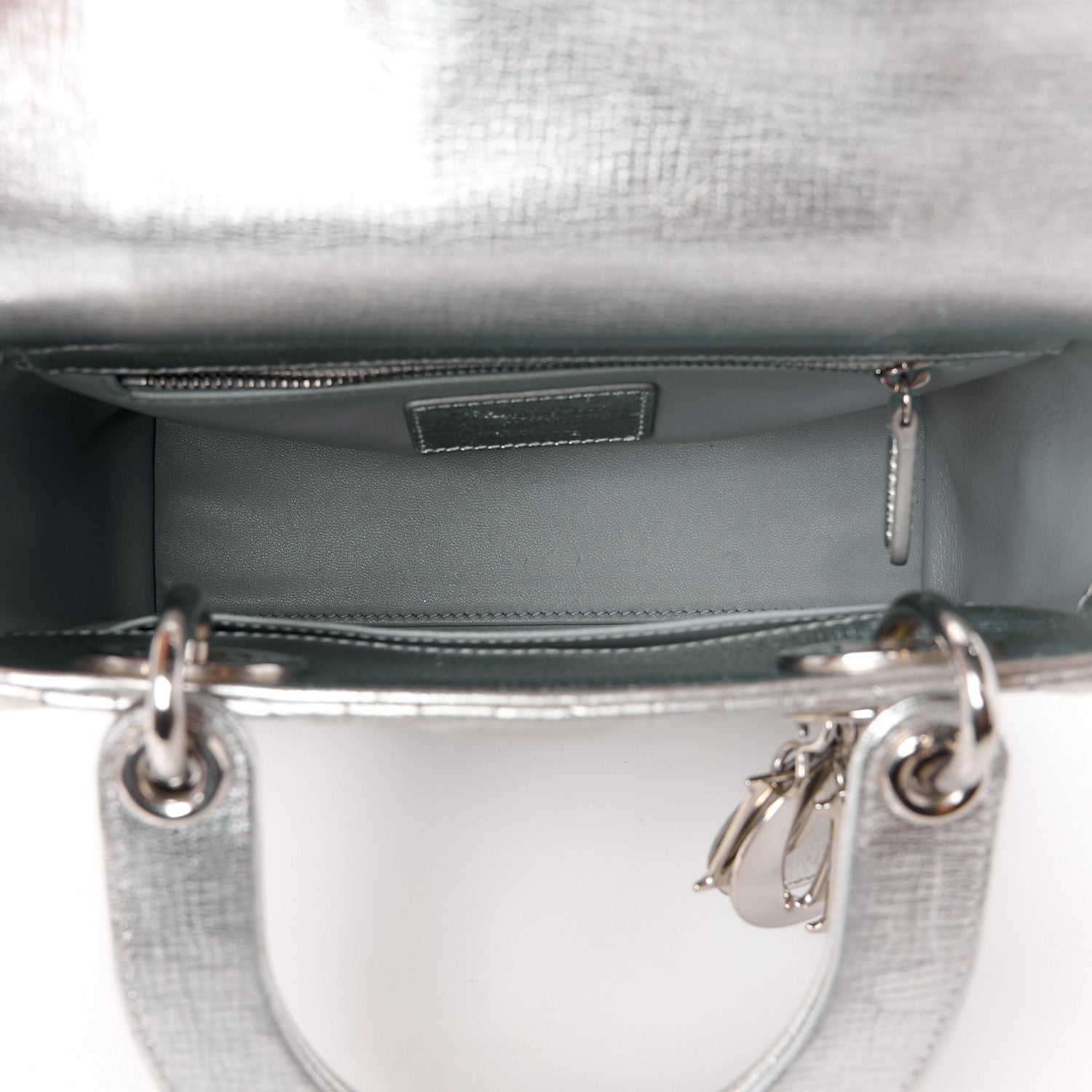 Christian Dior Metallic Grained Calfskin Cannage Small Lucky Badges My Lady Dior Silver 5 of 11