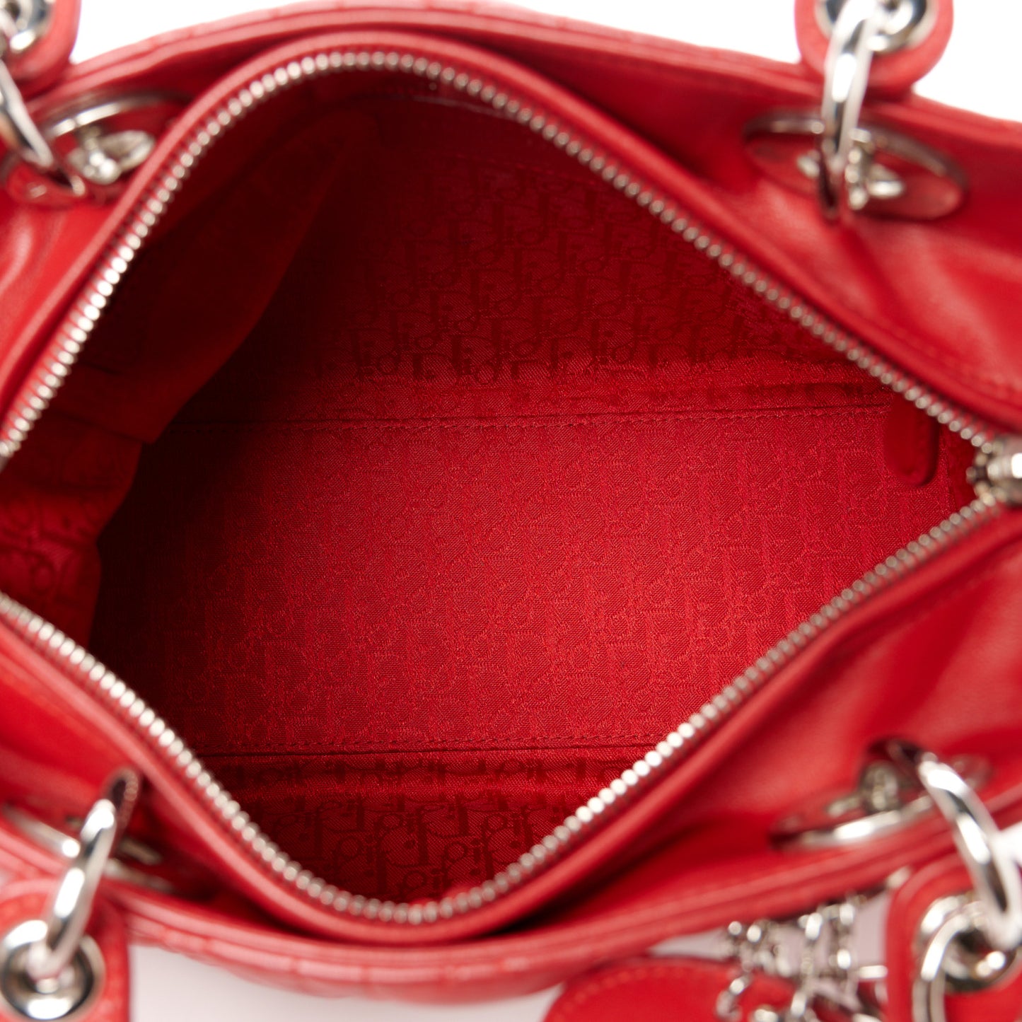 Lambskin Cannage Medium Lady Dior Red