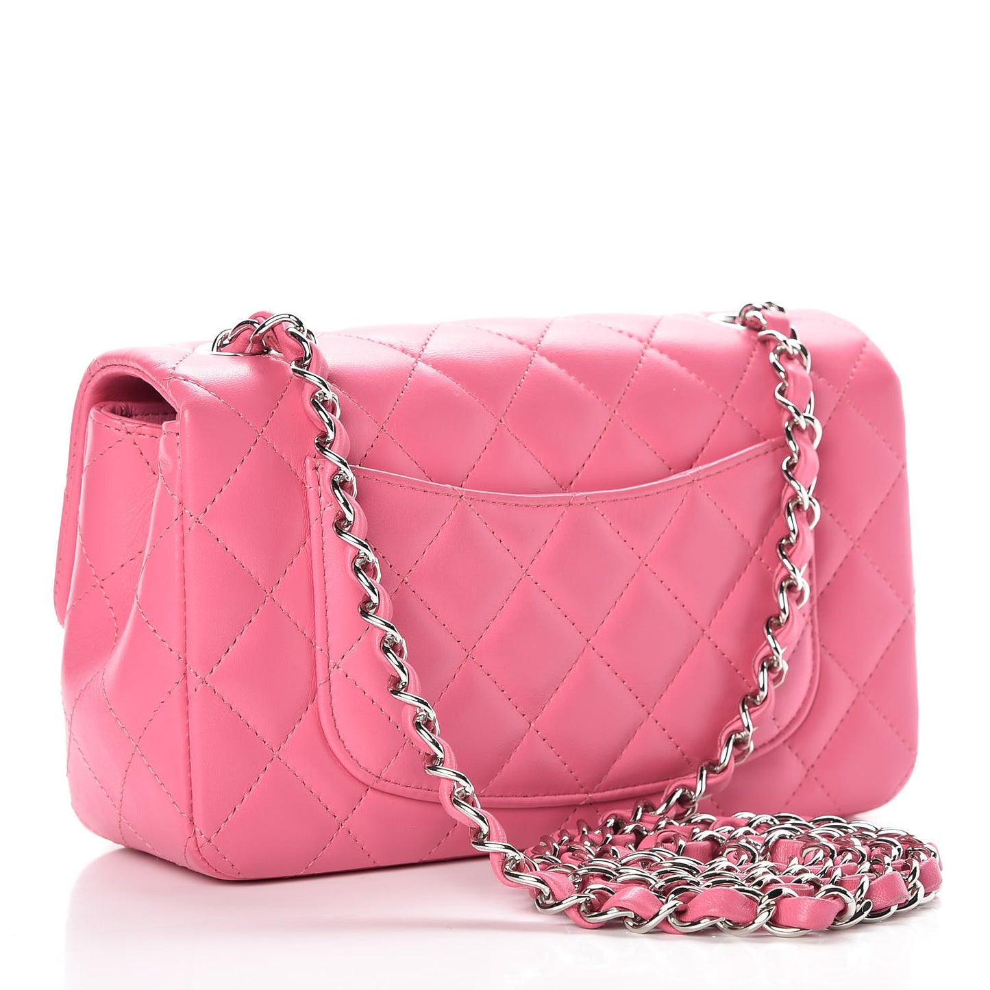 Lambskin Quilted Mini Rectangular Flap Pink