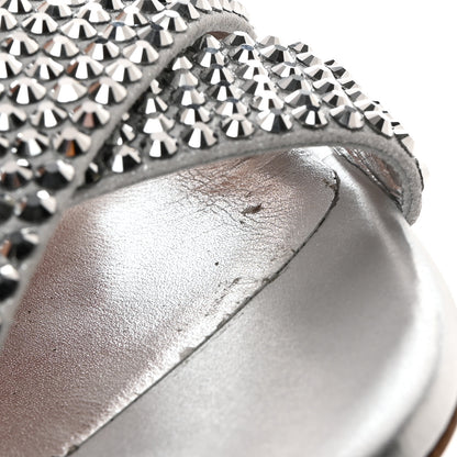 Christian Louboutin Suede Metallic Kid Lambskin Strass Mariza Is Back 85 Sandals 38 Silver 7 of 8