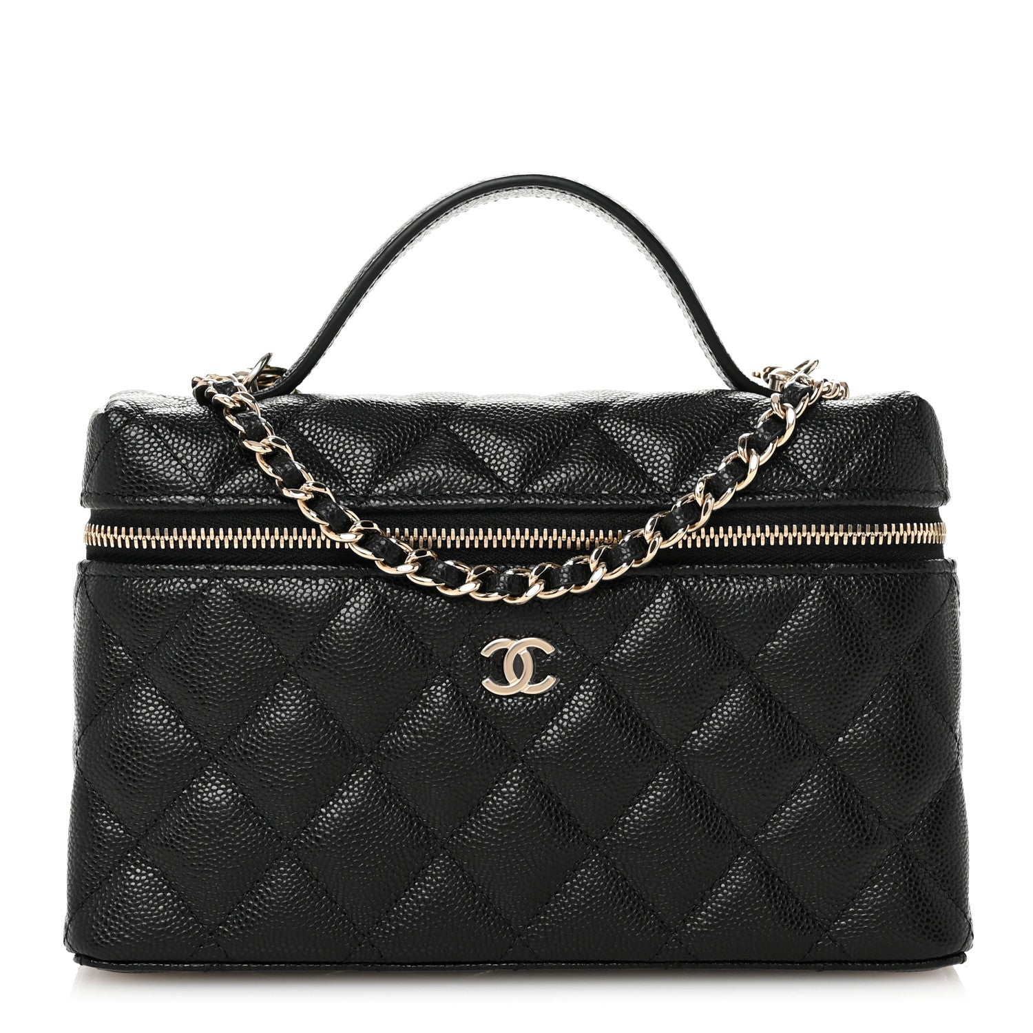 Chanel Caviar Quilted Top Handle Slim Vanity With Chain Black 1 of 11