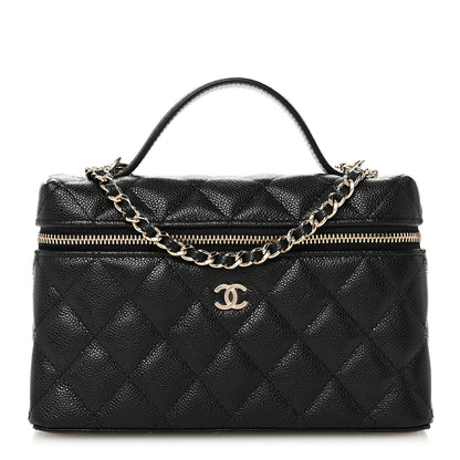 Chanel Caviar Quilted Top Handle Slim Vanity With Chain Black 1 of 11