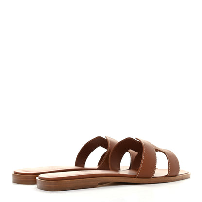 Hermes Box Calfskin Oran Sandals 38 Gold 4 of 7