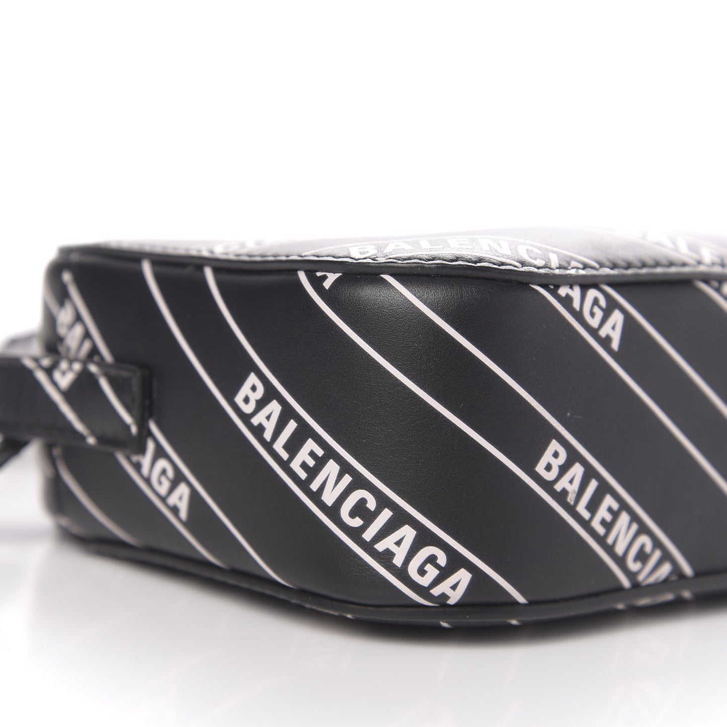Calfskin Diagonal Allover Logo Print XS Ville Camera Bag Black White