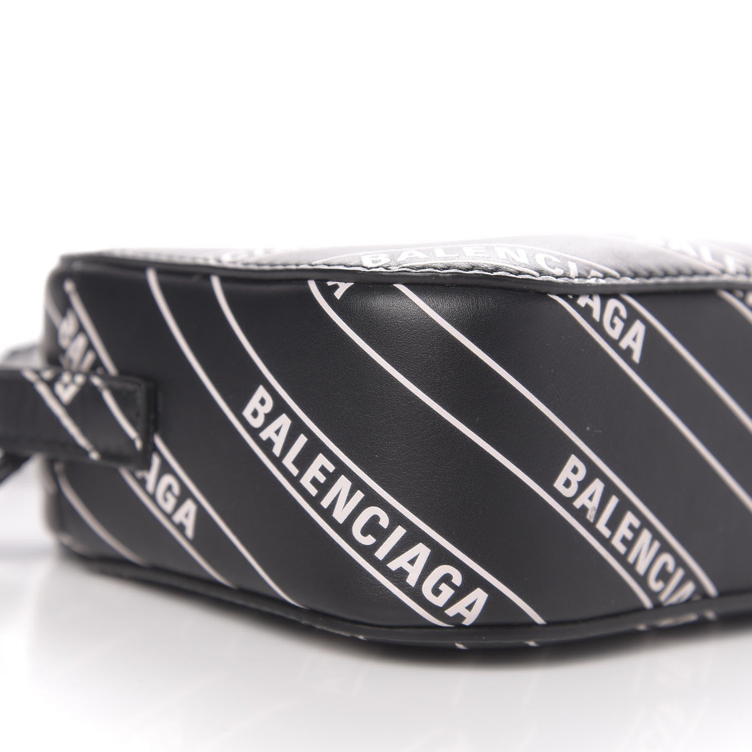 Balenciaga Calfskin Diagonal Allover Logo Print XS Ville Camera Bag Black White 8 of 10