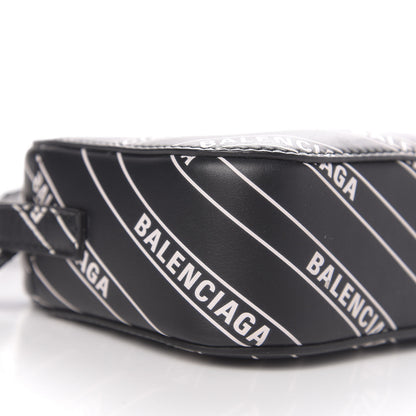 Balenciaga Calfskin Diagonal Allover Logo Print XS Ville Camera Bag Black White 8 of 10