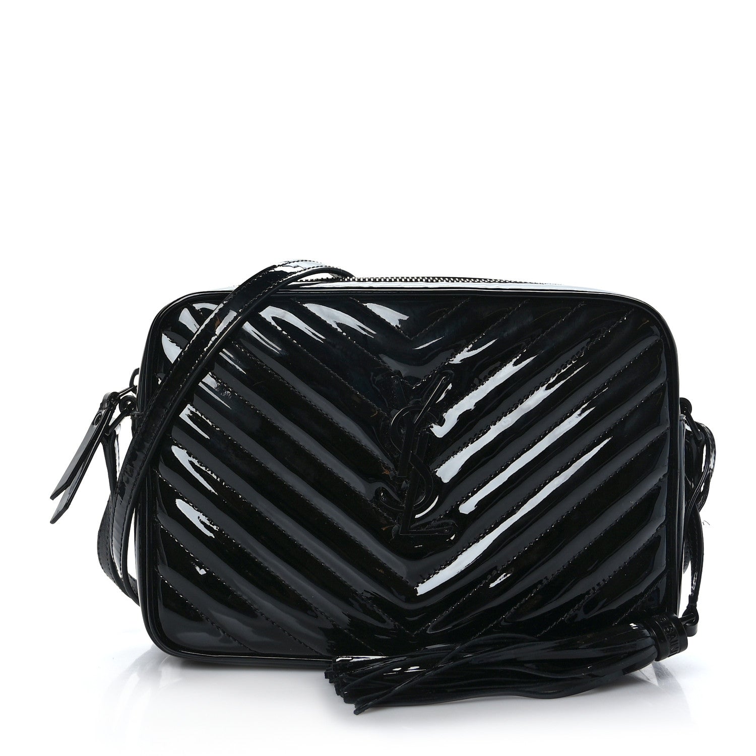 Saint Laurent Patent Calfskin Matelasse Monogram Lou Camera Bag Black 1 of 9