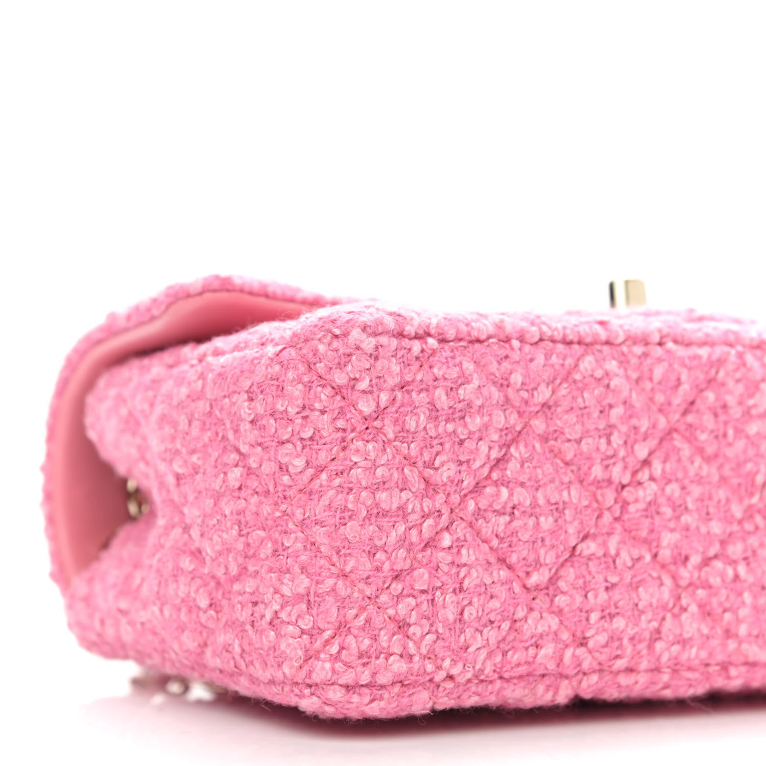 Chanel Wool Tweed Quilted Mini Rectangular Flap Dark Pink Fuchsia 8 of 10