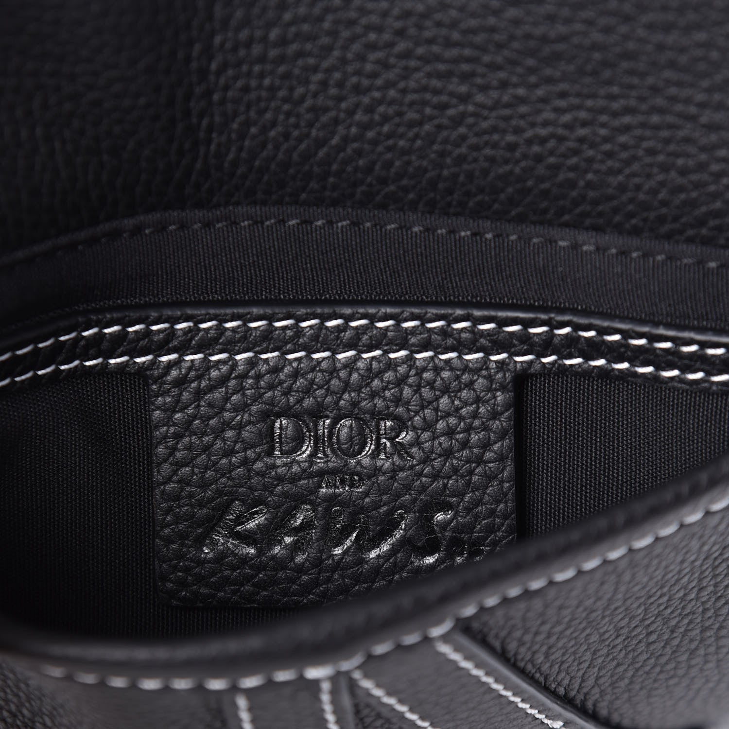 Christian Dior X KAWS Grained Calfskin Bee Saddle Pouch Black 6 of 9