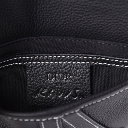 Christian Dior X KAWS Grained Calfskin Bee Saddle Pouch Black 6 of 9