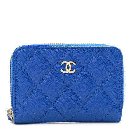 Chanel Caviar Quilted Zip Coin Purse Dark Blue 1 of 8