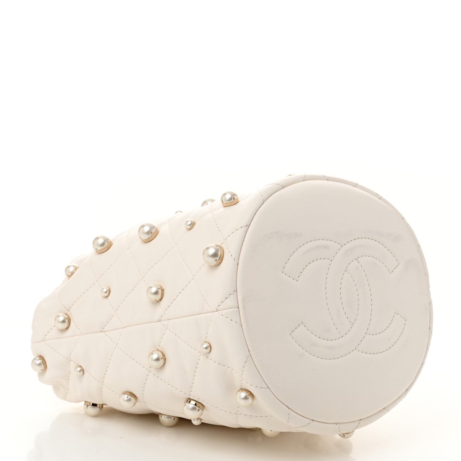 Chanel Lambskin Quilted Pearl About Pearls Drawstring Bag White 4 of 12