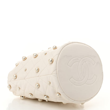 Chanel Lambskin Quilted Pearl About Pearls Drawstring Bag White 4 of 12