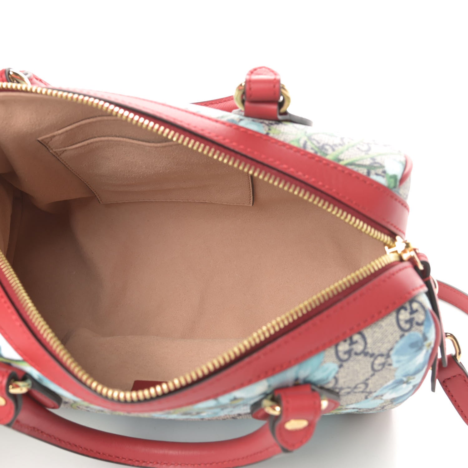 Gucci GG Supreme Monogram Blooms Small Boston Beige Blue Navy Hibiscus Red 5 of 10