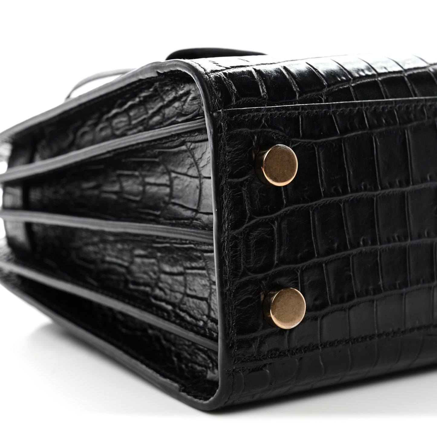 Calfskin Crocodile Embossed Nano Sac De Jour Black