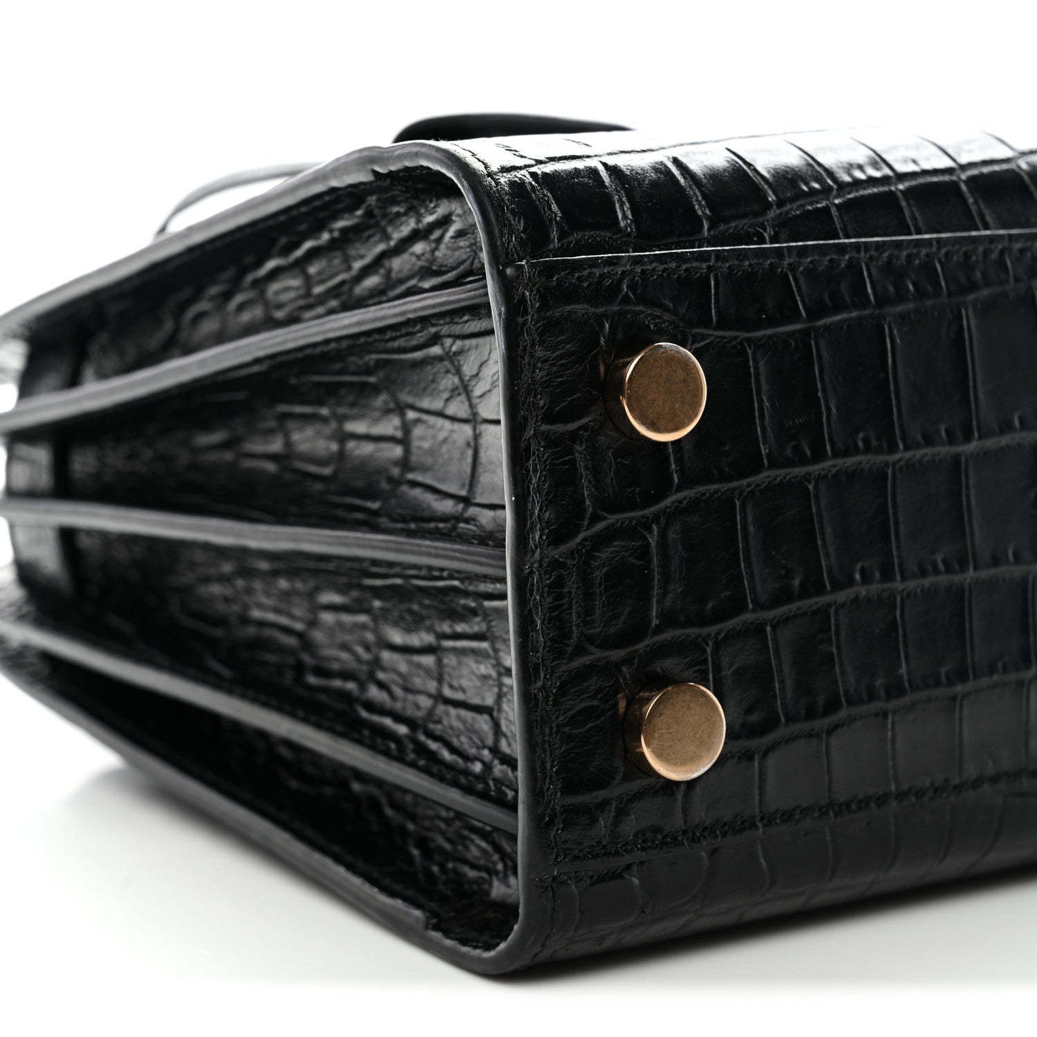 Saint Laurent Calfskin Crocodile Embossed Nano Sac De Jour Black 9 of 11