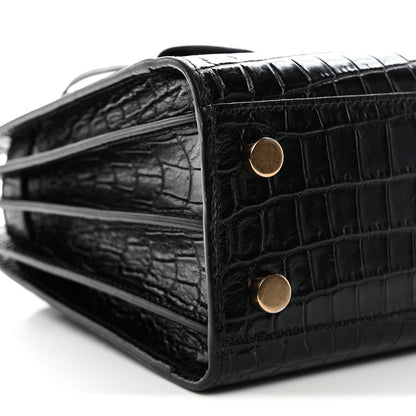 Saint Laurent Calfskin Crocodile Embossed Nano Sac De Jour Black 9 of 11
