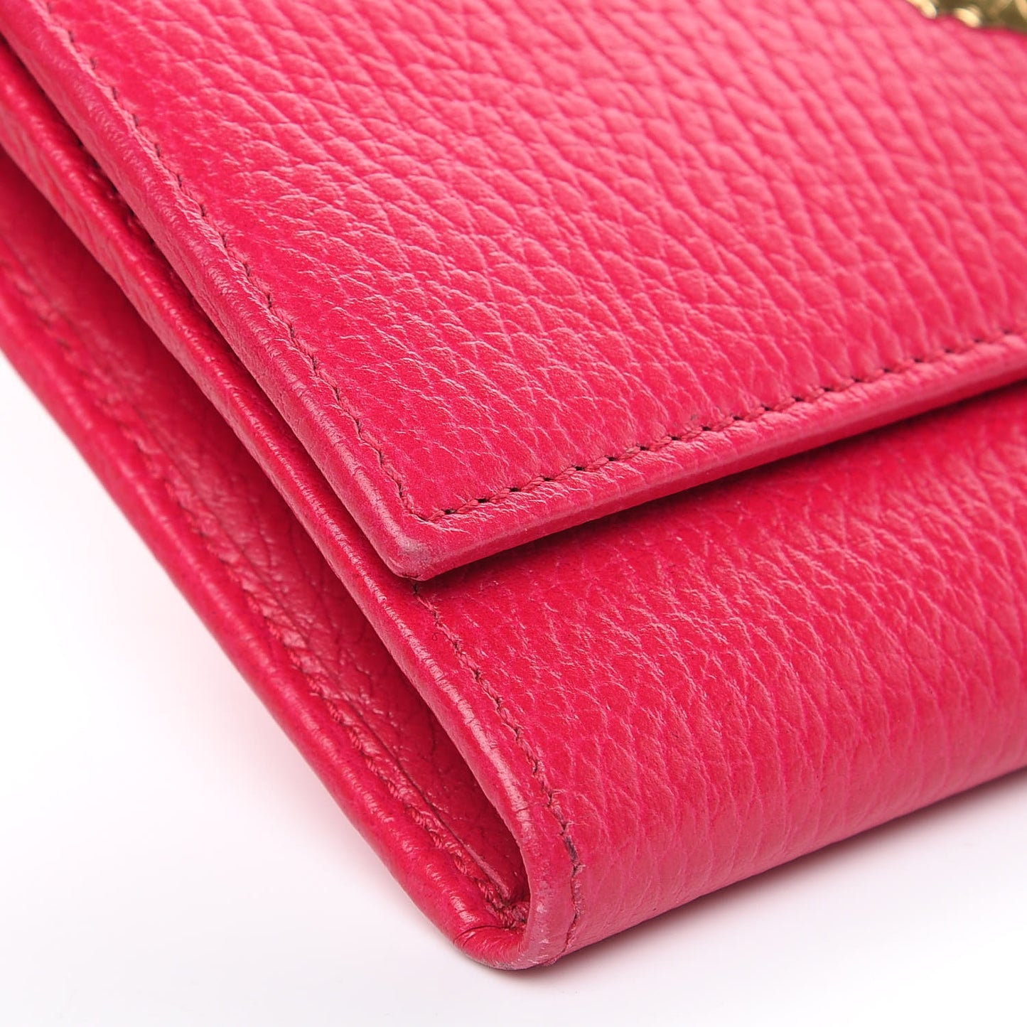 Calfskin Garden Continental Wallet Pink