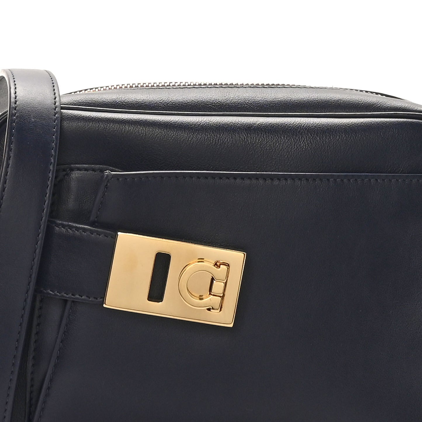 Calfskin Gancio Small Camera Case Navy