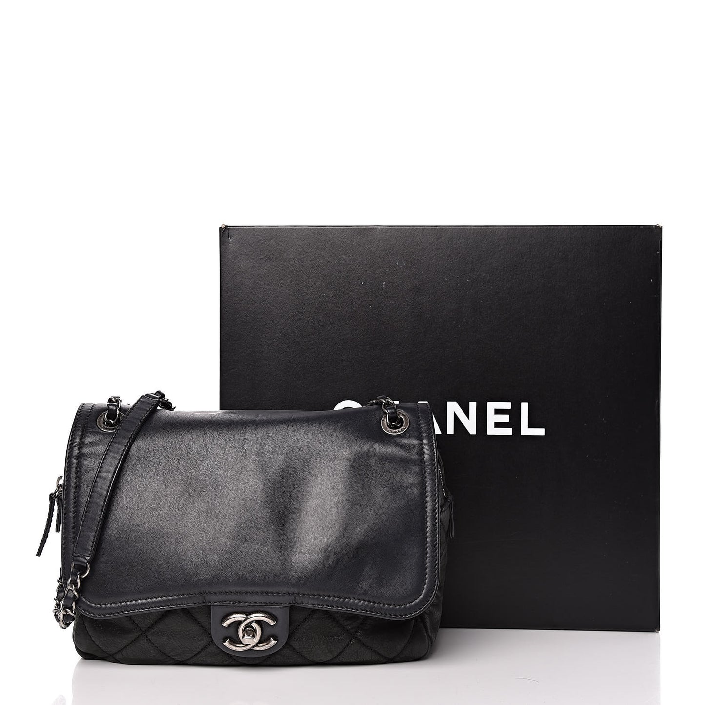 Iridescent Calfskin Medium In the Mix Flap Black