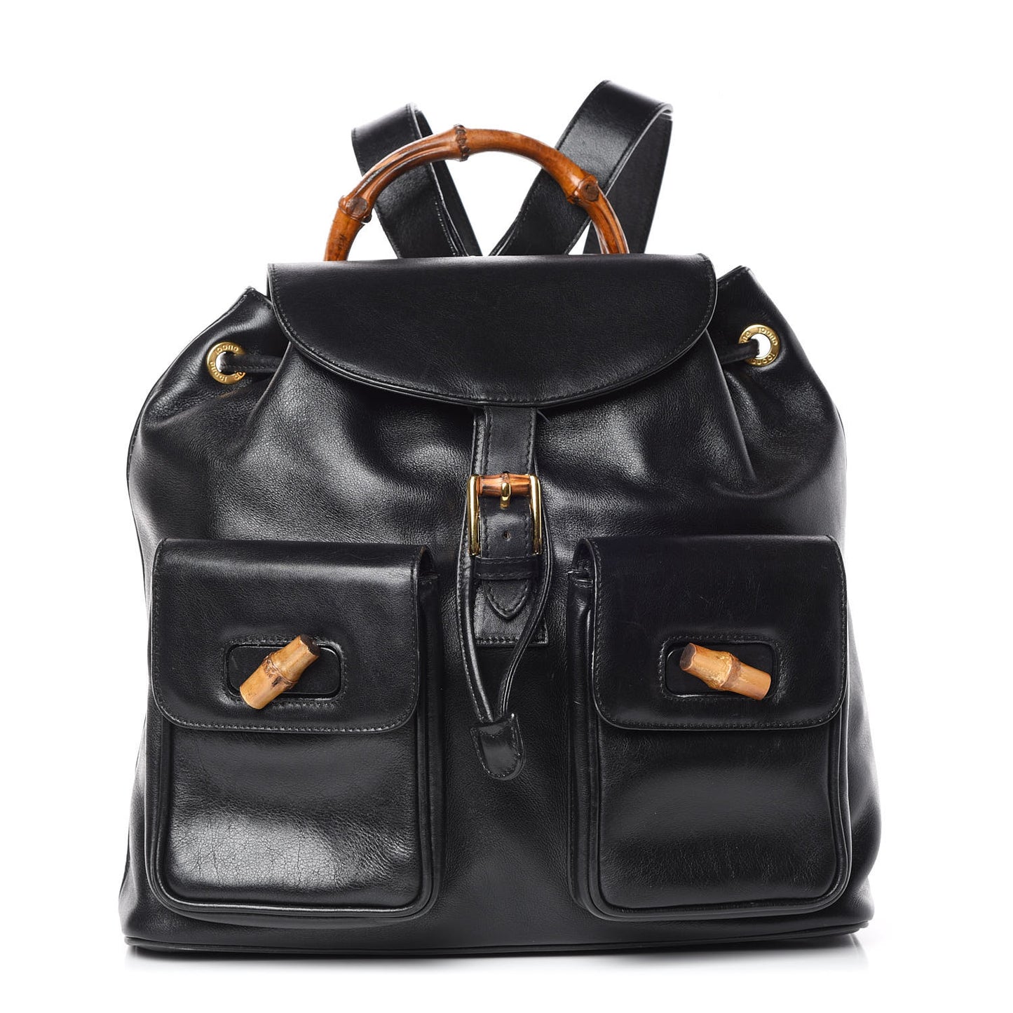 Calfskin Bamboo Backpack Black