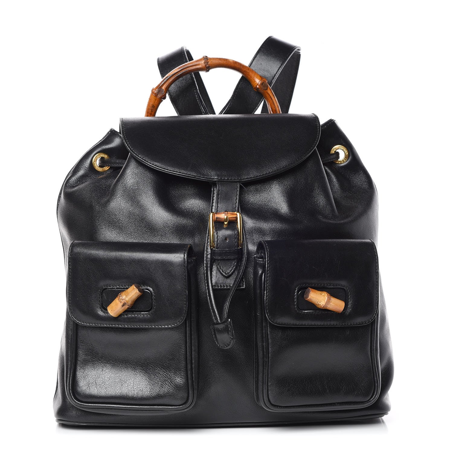 Gucci Calfskin Bamboo Backpack Black 1 of 18