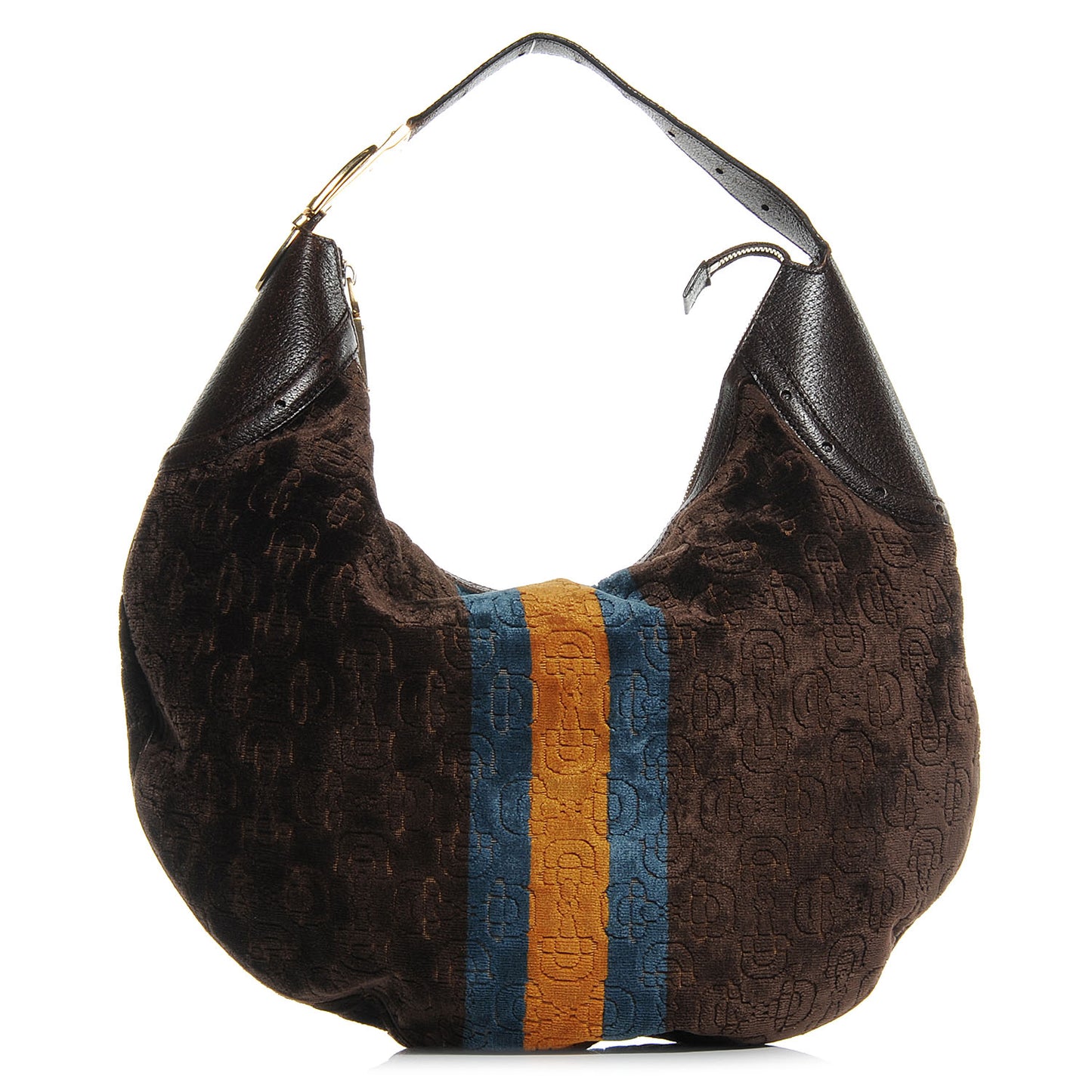 Velour Horsebit Embossed Glam Hobo