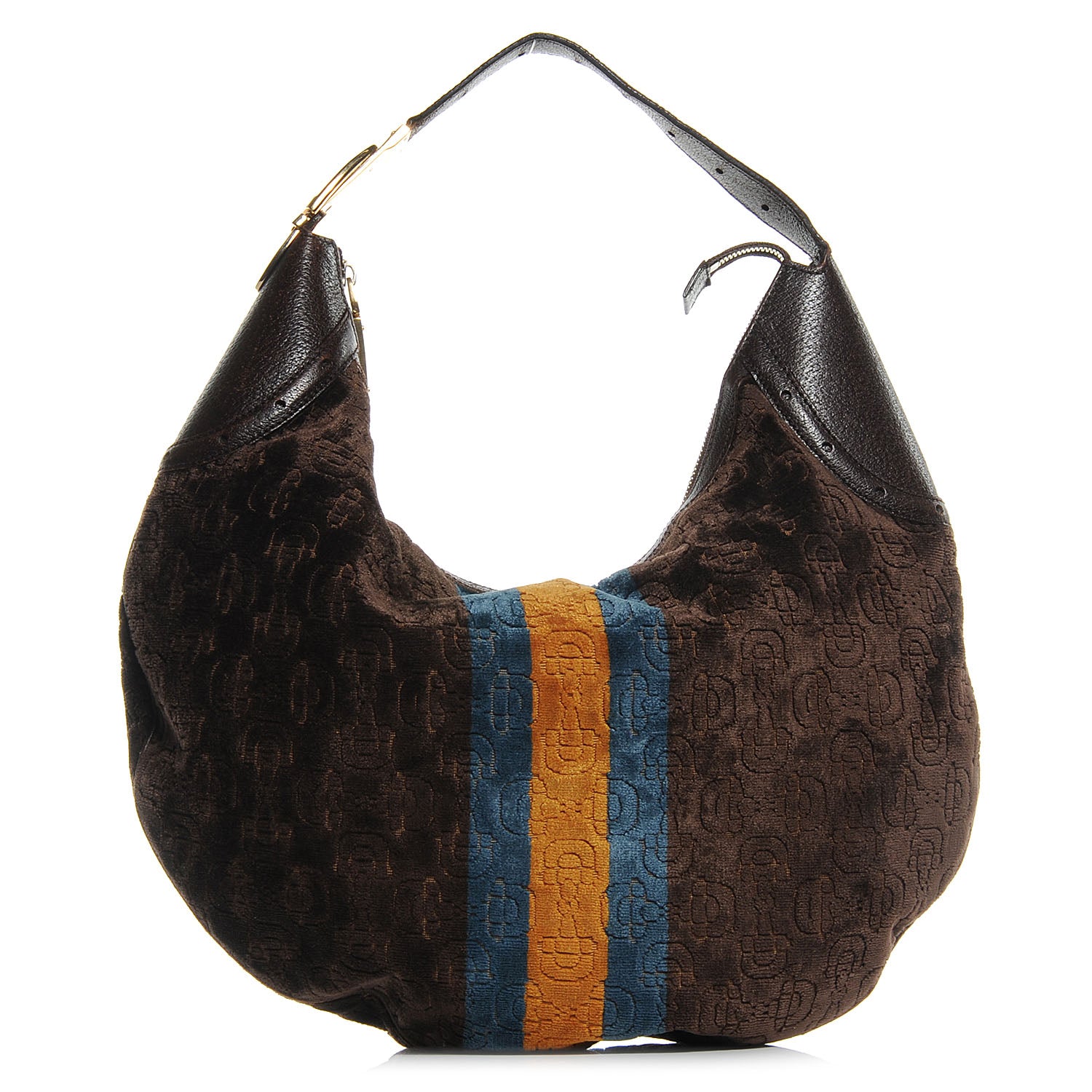 Gucci Velour Horsebit Embossed Glam Hobo 1 of 7