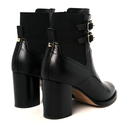 Valentino Garavani Calfskin Rockstud Double Buckle Beatle Chelsea 70mm Ankle Boots 37.5 Black 5 of 10