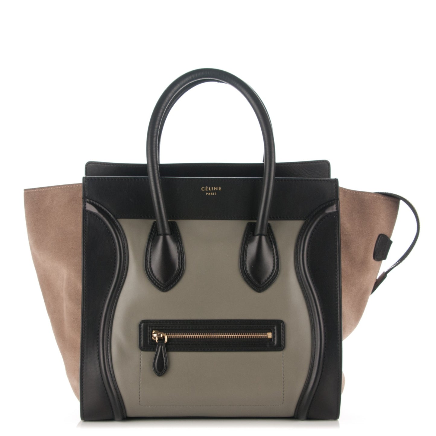 Smooth Calfskin Suede Mini Tri-Color Luggage Almond