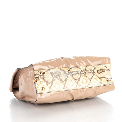 Valentino Garavani Patent Lacca Python Large Aphrodite Bow Satchel Beige 4 of 8