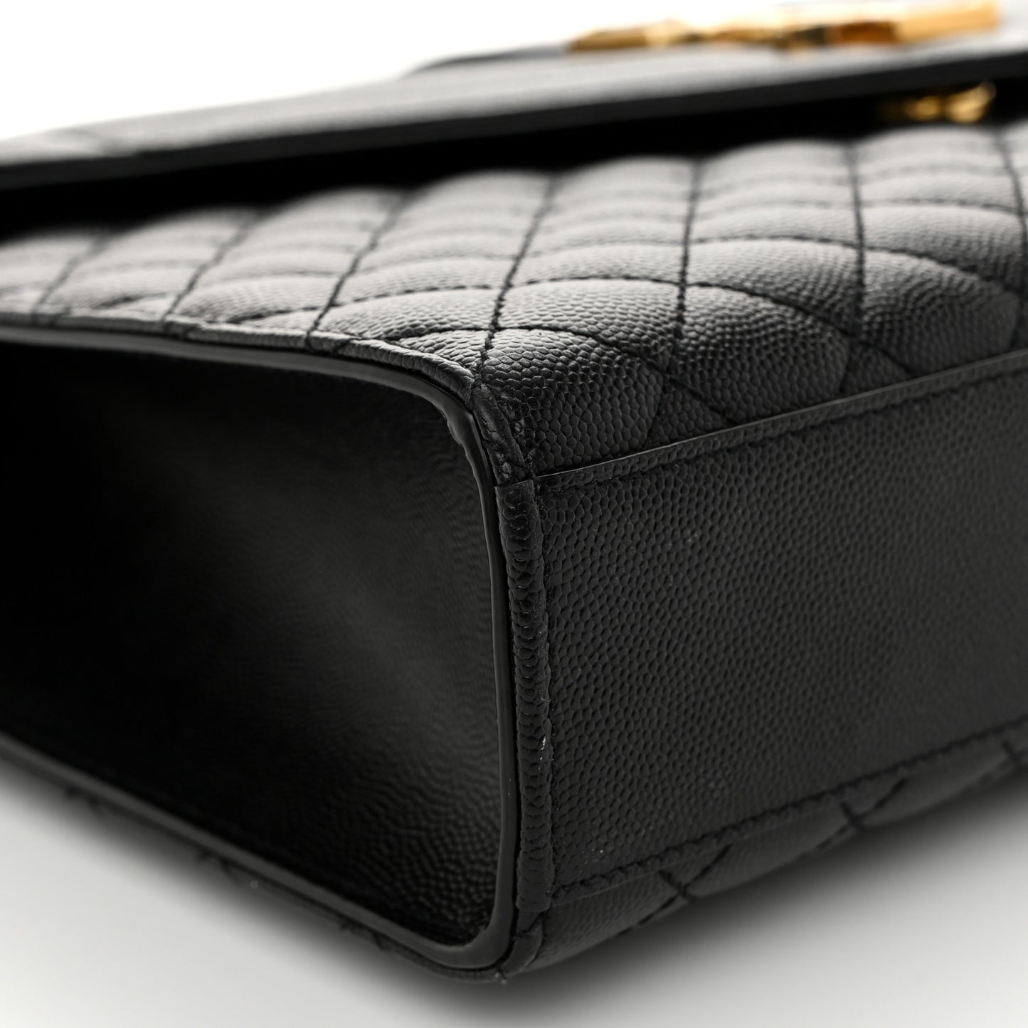 Grain De Poudre Textured Mixed Matelasse Large Triquilt Monogram Satchel Black