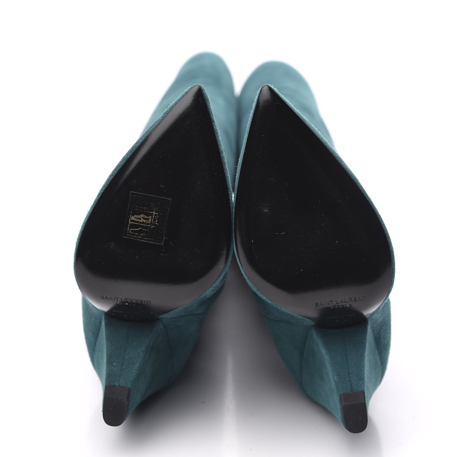 Saint Laurent Suede Niki 105 Thigh High Boots 36 Petrol Blue 5 of 6