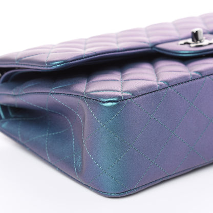 Chanel Metallic Lambskin Quilted Medium Double Flap Turquoise 8 of 13