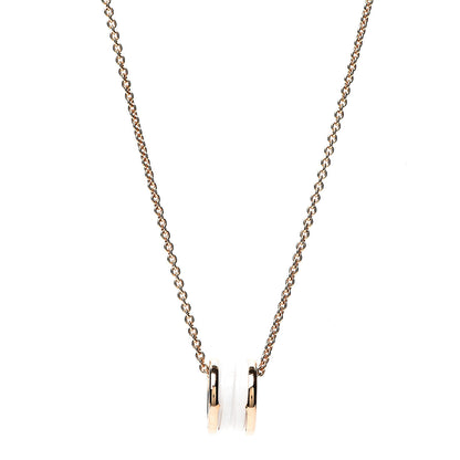 Bulgari 18K Rose Gold White Ceramic B.Zero1 Pendant Necklace 1 of 5