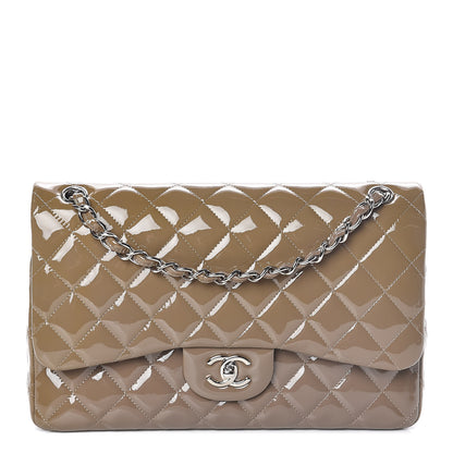 Chanel Patent Calfskin Quilted Jumbo Double Flap Grey 1 of 10