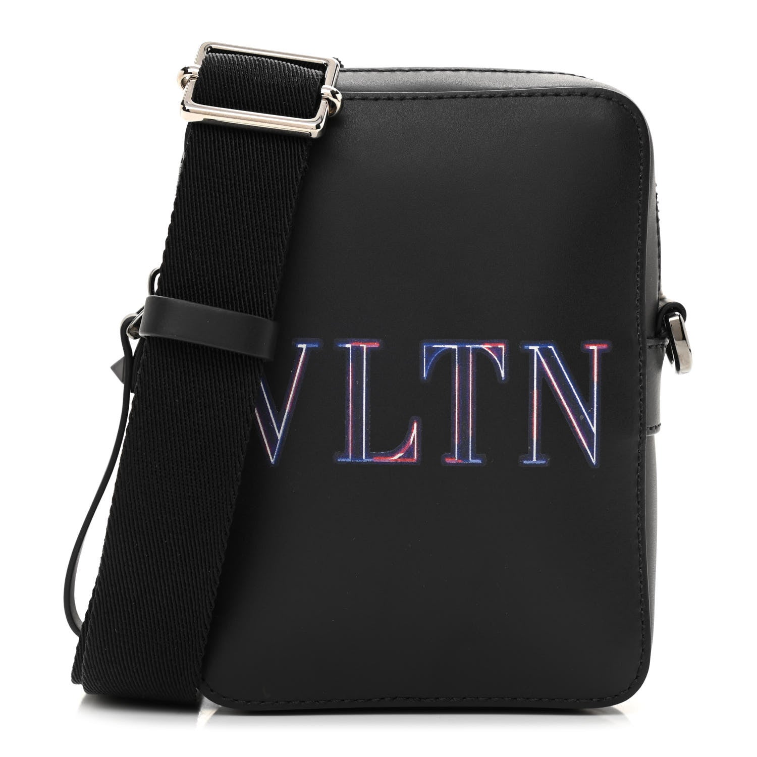 Valentino Garavani Calfskin VLTN Neon Messenger Bag Black 1 of 6