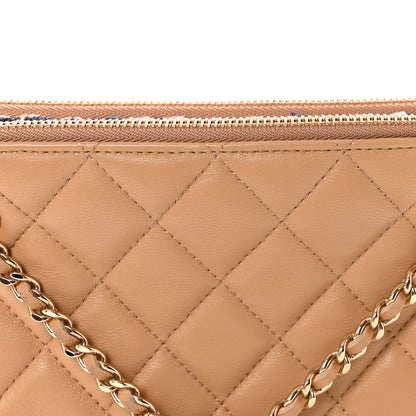 Chanel Tweed Lambskin Quilted Pouch Beige Multicolor 8 of 10
