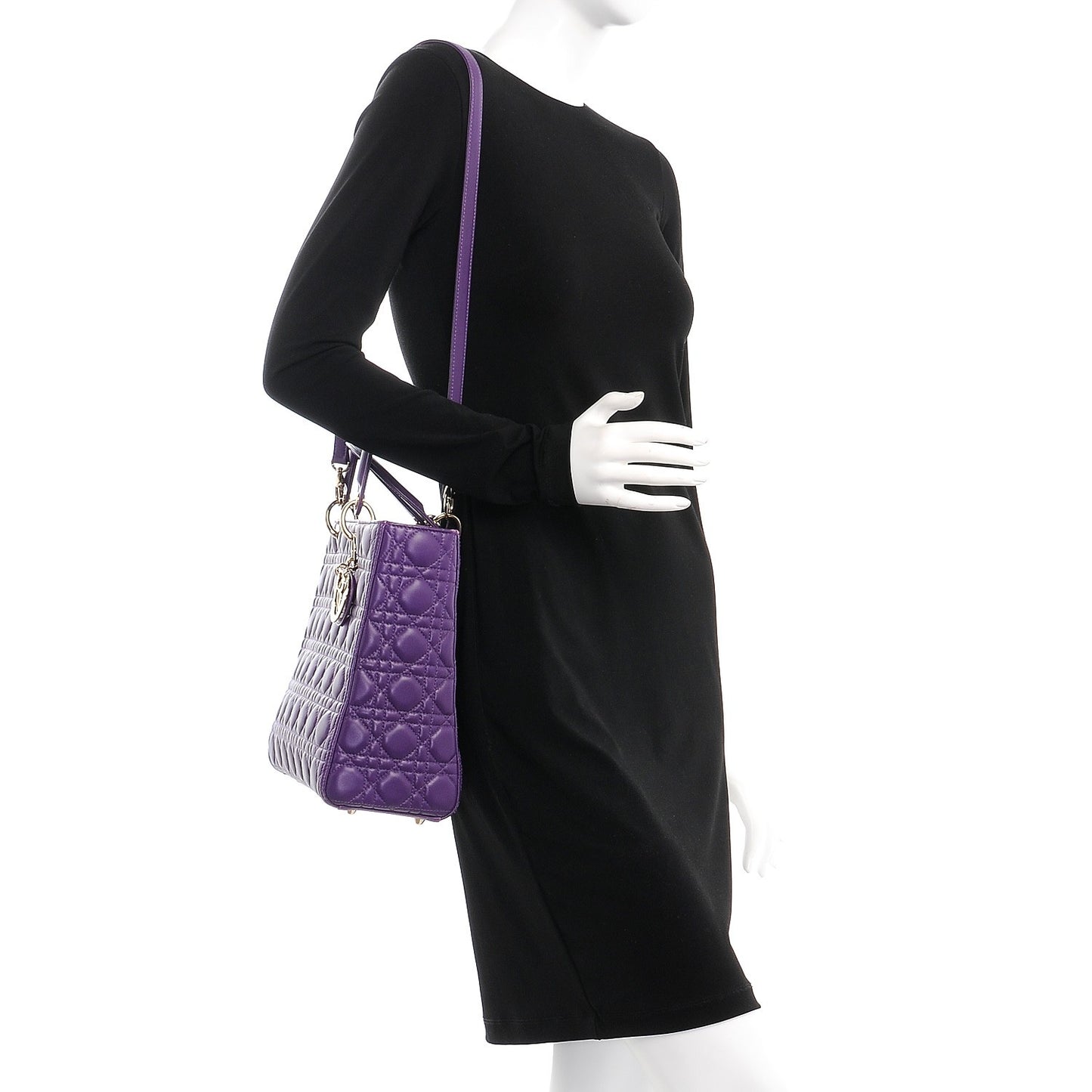 Lambskin Cannage Large Lady Dior Purple