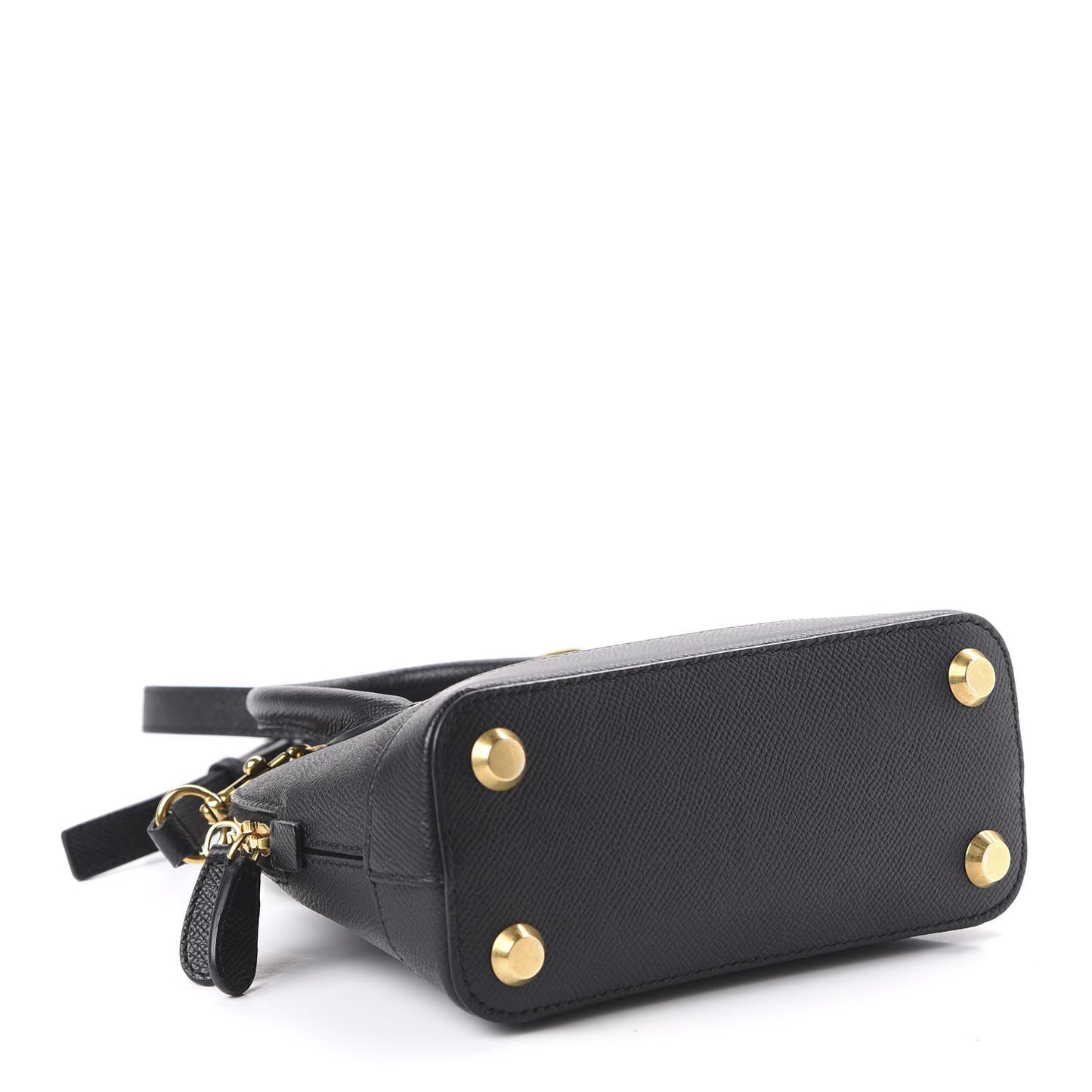 Signature Grained Calfskin XXS Ville Top Handle Bag Black White