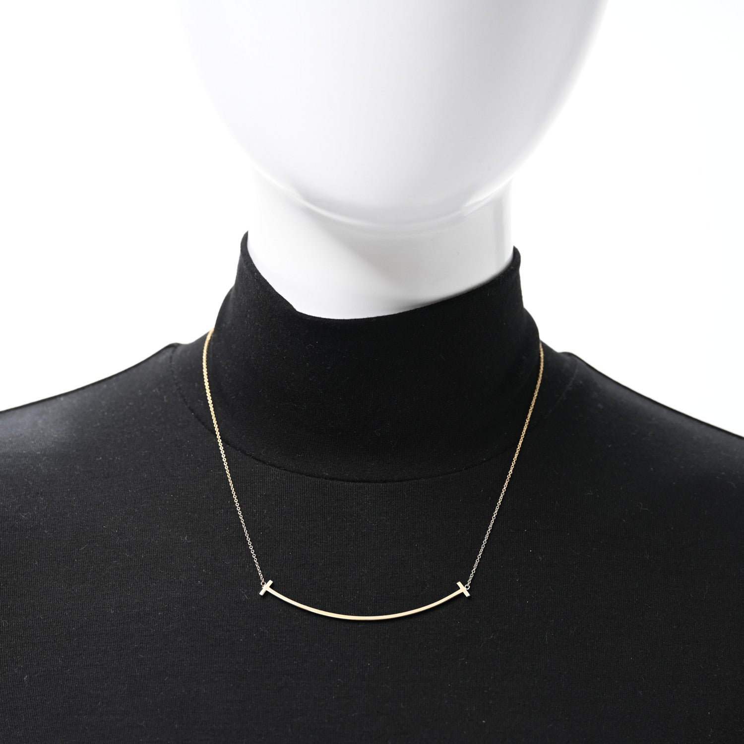 Tiffany 18K Yellow Gold Large T Smile Pendant Necklace 3 of 4