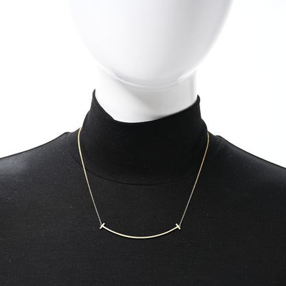 Tiffany 18K Yellow Gold Large T Smile Pendant Necklace 3 of 4