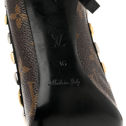 Louis Vuitton Calfskin Monogram Eldorado Pumps 36 Cacao 6 of 7