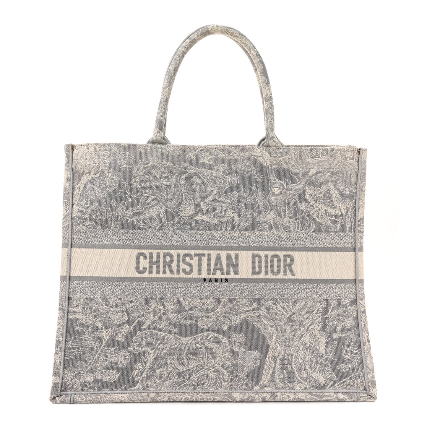 Canvas Embroidered Large Dioriviera Toile De Jouy Book Tote Gray