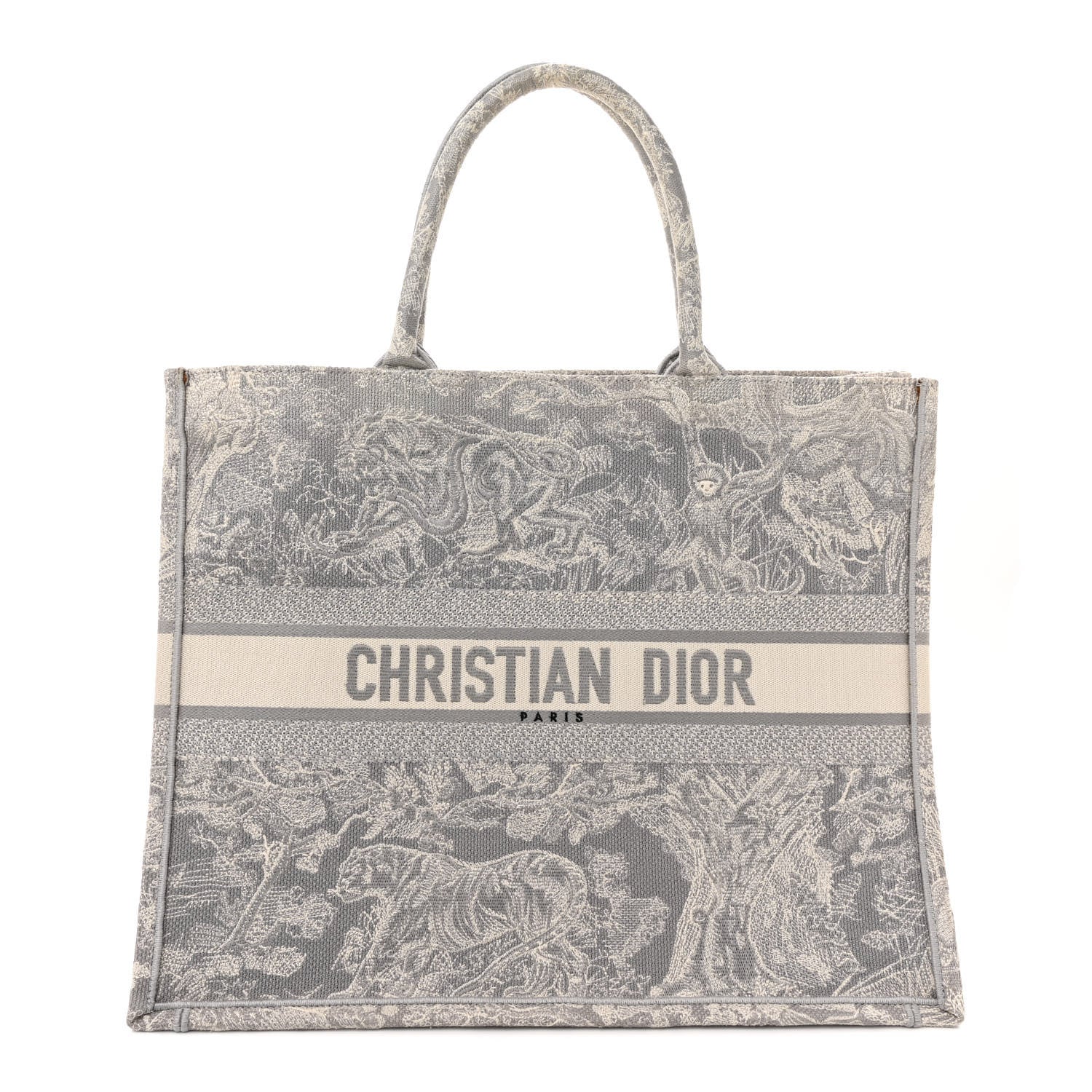 Christian Dior Canvas Embroidered Large Dioriviera Toile De Jouy Book Tote Gray 1 of 17