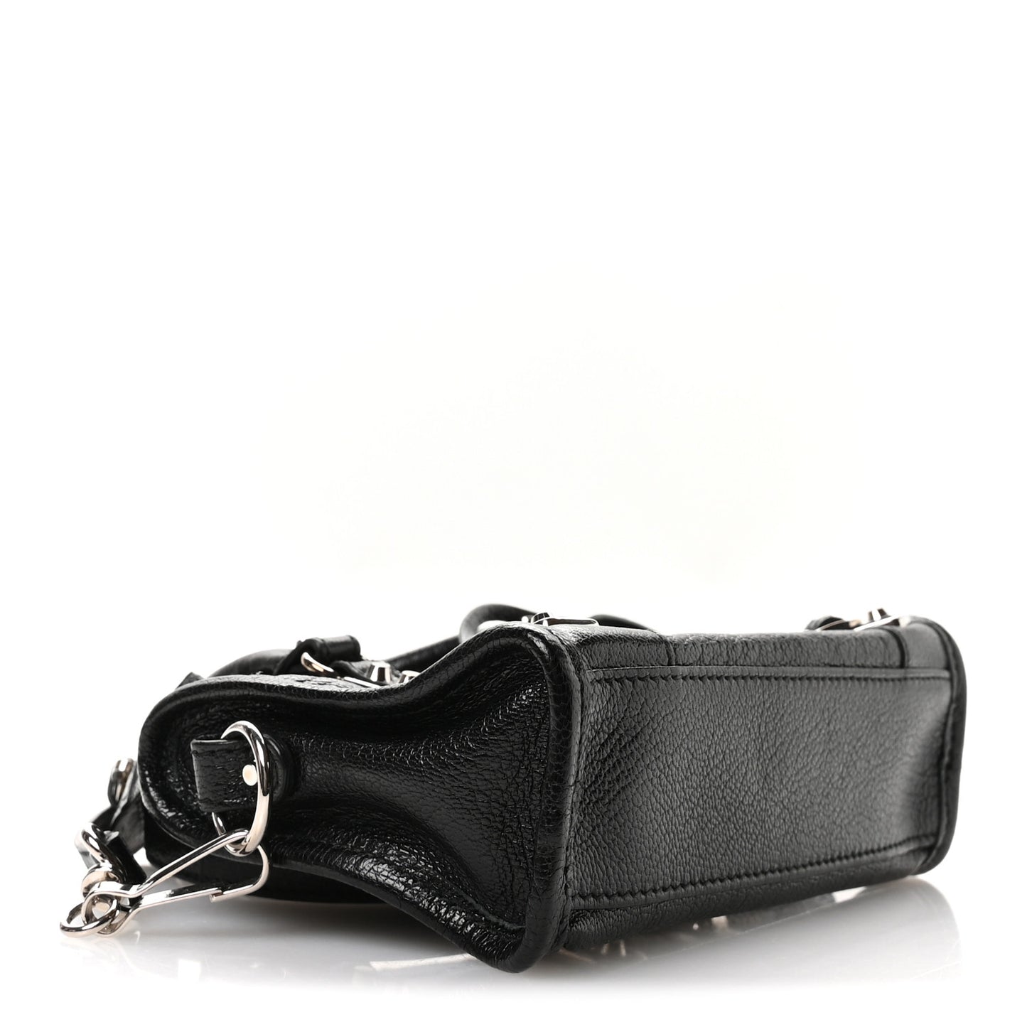 Chevre Silver Metallic Edge Hardware Nano City Black