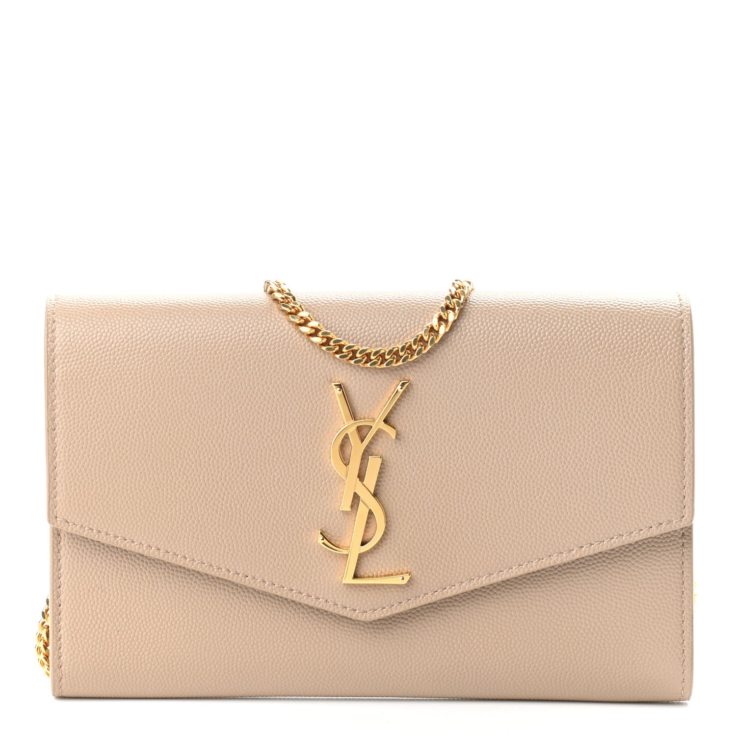 Saint Laurent Grain De Poudre Monogram Uptown Chain Wallet Nude Powder 4 of 12