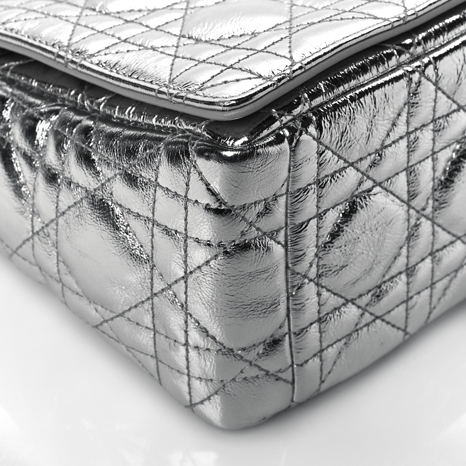 Christian Dior Metallic Calfskin Cannage Medium Caro Bag Argent 8 of 9