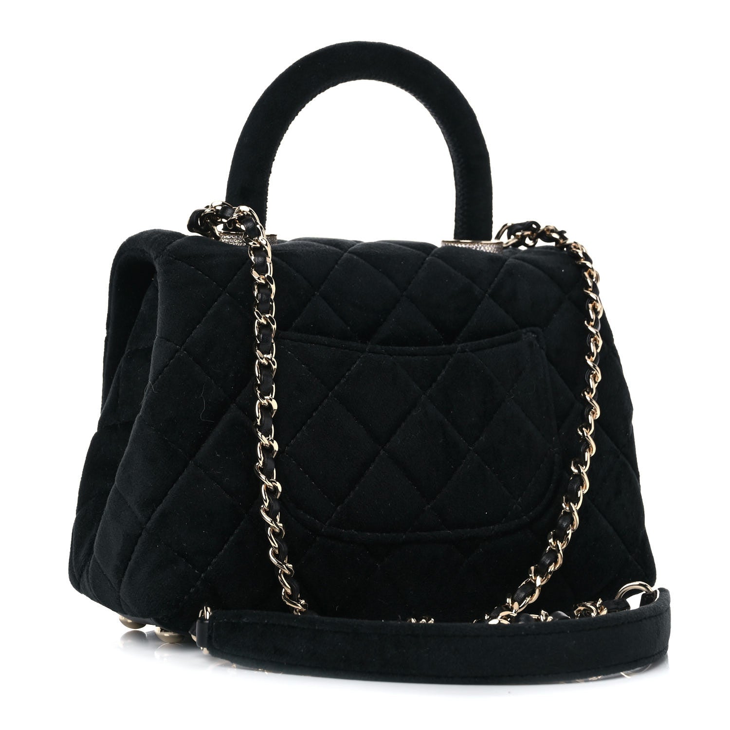 Chanel Velvet Crystal Quilted Extra Mini Coco Handle Flap Black 3 of 9